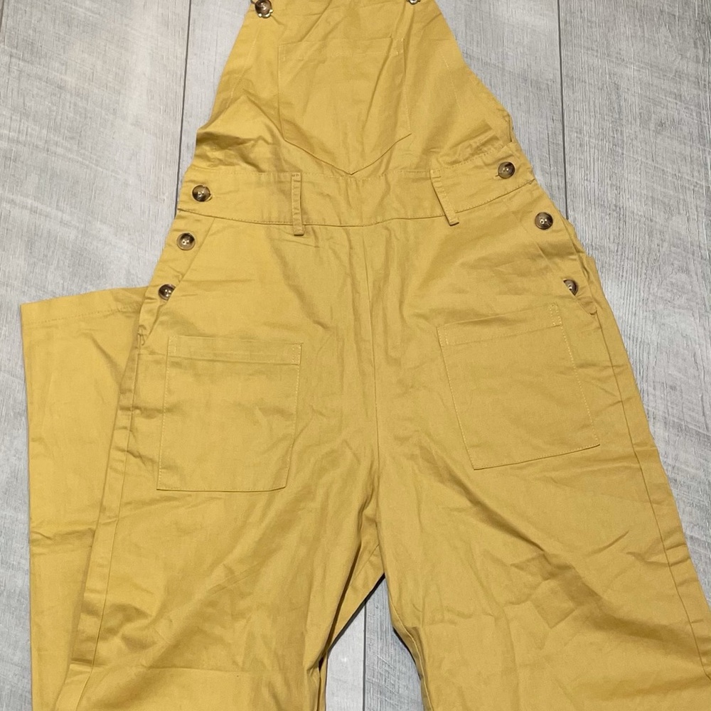 Nasty Gal Mustard Yellow Wide-Leg Overalls - Picture 4 of 11